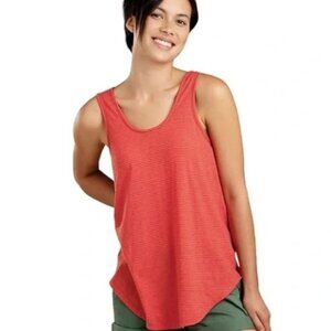 Toad &Co  Brand NWT Women's Medium Coral Blaze Striped Tissue Tie Tank